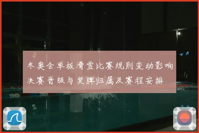 冬奥会单板滑雪比赛规则变动影响决赛晋级与奖牌归属及赛程安排